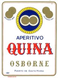 Etiqueta antigua de Osborne: Aperitivo Quina, Osborne, Puerto de Santa María. 