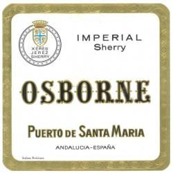 Etiqueta antigua de Osborne: Imperial Sherry, Osborne, Puerto de Santa María. 