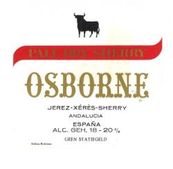 Etiqueta antigua de Osborne: Pale Dry Sherry Osborne, Jerez-Xeres-Sherry Puerto de Santa María. 